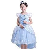 プリンセスなりきり フォーマルドレス 　お姫様ドレス　女児 キッズドレス　シンデレラ風 ワンピース＋王冠＋杖 (110サイズ)