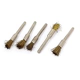 uxcell 軸付き砥石　研磨ブラシ　ワイヤーブラシ　回転工具　グラインディング　ブラスワイヤー　カップ形状　5個入り