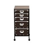 収納チェスト5段 カラーチェスト リビング用 キャスター付き Popan 収納チェスト5段 硬質パルプ 組立簡単 収納ケース 引き出し 衣類収納 インテリア 収納家具　ブラウン