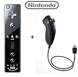 Official Nintendo Wii/Wii U Remote Plus Controller and Nunchuk Nunchuck Combo Bundle Set [Black] (Bu