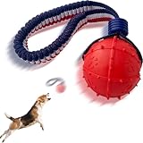 ViVNiK 2025年の新しい ペットボール、犬用おもちゃボール、ロープ付きおもちゃ犬用ボール、ペットインタラクティブおもちゃ、ロープ犬用ボールおもちゃ、投げるおもちゃボール、小型・中型・ 大型犬、丈夫なロープ、耐久性のある犬用ボール、TPRゴムボール (CQ-HL)