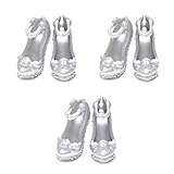 ドール用 靴 [5.シルバー×3ペアセット] サンダル ハイヒール ハンドメイド パーツ 着せ替え