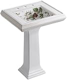 KOHLER K-14226-TD-0 Crimson Topaz Design on Memoirs Classic Pedestal Bathroom Sink, White [並行輸入品]