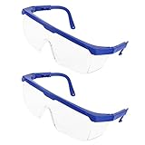 a14043000ux0011アジャスタブルアームをクリアユニ・レンズ保護安全ゴーグル（2ピース）、ブルー
