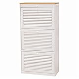 フラップ扉シューズラック/下駄箱 【幅63cm×高さ125cm】 ナチュラルホワイト 木製 引き出し収納付き 【代引不可】 生活用品 インテリア 雑貨 インテリア 家具 収納家具 シューズラック シューズボックス top1-ds-18317