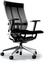 イトーキ Spina（スピーナチェア） 背：エラストマータイプ（スモークグレー） 座：クロス（ブラックT） アルミ脚（ミラー仕上） KE-757GP-Z9T1SG 可動肘付