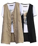 ベスト Vネック リネン ロングジレ ベスト ジレ レディース 前開き サマーベスト ジレベスト ロング丈 薄手 ボタン 綿麻混 ワンボタン ゆったり 春夏 綿麻風