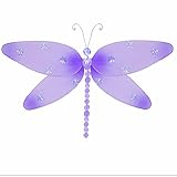 Hanging DragonflyパープルラベンダーSparkleナイロントンボメッシュデコレーション装飾赤ちゃん保育園寝室女の子部屋天井壁装飾結婚式誕生日パーティーベビーシャワーバスルームKid子3