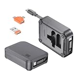 明誠 5in1 マルチ充電ケーブル 巻き取り 1m PD100W USB Type C to Type C ケーブル 3種類変換アダプタ(Type A+Micro-B) 高速データ転送 タイプC 急速充電コード 自由式 iPhone 16e 16 15 Plus Pro Max Android 全機種対応 スマホスタンド機能 (ブラック)