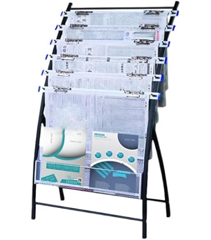 Amazon.co.jp: Yubbuio 新聞ラック 6段新聞はさみ+2段マガジン