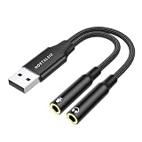 NOSTALSIC USB オーディオ 変換アダプタ ケーブル USB2.0 to 3.5mm 外付け サウンドカード DAC搭載 24bit/96KHz対応 3極(TRS)専用 Windows/Mac OS/PS4/PS5/Linux/Chromebook等対応
