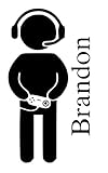 Gamer Playerブランドン名Letters Childrens部屋ビニール壁アートステッカーデカール