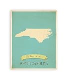 My Roots North Carolina Personalized壁マップ、Kid 's North Carolinaマップ壁アート、子供のNorth Carolinaビンテージ状態マップ、NC