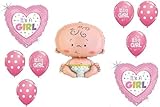 loonballoon It 's A Girlおむつベビーシャワーピンクポルカドット9ピースMylar &ラテックスバルーンセット