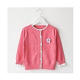 WIN　キッズ 子供服 女の子 女児 ガールズ 長袖 ニット セーター かわいい おしゃれ着　冷房対策 お出かけ ニット コート ジャケット カーディガン 長袖 秋冬子供服 (120cm, バラ色)