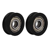 uxcell ベアリングプーリー 搬送ホイール スライディング U溝 ナイロン ブラック 20mmx5mmx7mm 2個入り