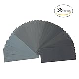 KKmoon 36枚セット 紙ヤスリ サンドペーパー 400〜3000粒度 9 * 3.6インチ 木製家具 湿式/び乾式サンディング 金属サンド 自動車 研磨 仕上げ
