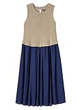 Angeliebe エンジェリーベ マタニティ ワンピース 授乳口 付 ニットソー × シフォン マキシ ワンピ 妊婦服 産前 産後 M ～ L ベージュ × ネイビー