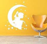 Boodecal Fairy on Moon Removable Wall Murals Stickers Kids Room Wall Decals for Living Room 23*23 In