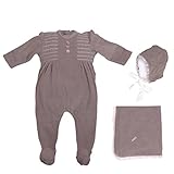 新生児ベビーベロアスモックFootie Receiving Blanketオーガンジーフリル付き帽子セット US サイズ: S カラー: グレイ