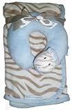 Baby's Layette Fleece Blanket and Travel Pillow Gift Set (Blue Zebra) by Blankets and Beyond