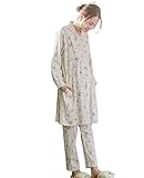 ローズマダム(Rosemadame) マタニティ パジャマ 授乳口付き スムース リラクシング ガール プリント ナイティ 産前 産後 妊婦服 長袖 前開き M ～ L 杢 グレー 22221 222