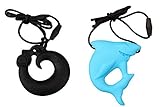 MyBoo Autism/Sensory/Teething Chewable Dragon and Shark Pendant Bundle - Set of 2, Black/Blue by MyB