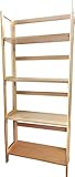 天然パイン材 ナチュラル 折りたたみ 棚 フォールディングシェルフ 多目的ラック 4段 幅53x高さ125cm 組立不要 SA-04-NA