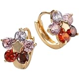 aoselectSAKURASTAR ダイヤモンドcz5石のピアス18金イエローゴールド仕上げ