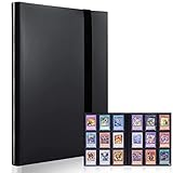 カードファイル カードバインダー シールファイル 9ポケット 360枚収納 表紙はPP素材 弾性包帯バインド カードシート他のゲームカードを集める (9ポケット, ブラック)