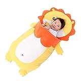 FYX ベビー 冬 布団 動物 暖かい 柔らかい肌触り 子供寝袋 (85cm, ライオン)