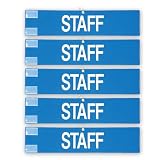 腕章 スタッフ 5枚セット 日本製 マジックテープ 安全ピン付き イベント 学校 STAFF (ブルー)