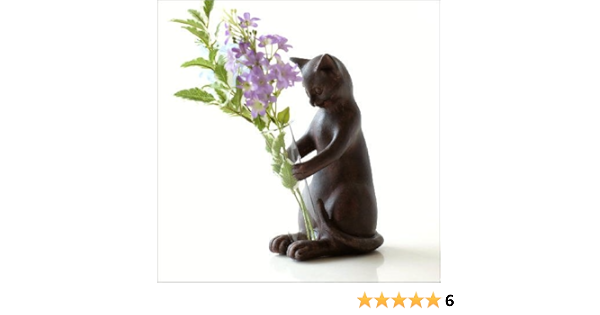 Amazon 一輪挿し 花瓶 猫 置物 かわいい インテリアオブジェ 試験管 ガラス 花器 フラワーベース ペン立て ネコの一輪挿し Sik1797 置物 オブジェ オンライン通販