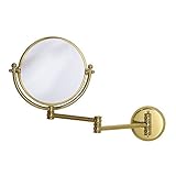 Gatco 1410 Wall Mount Mirror with 14-Inch Swing Arm Extents, Brass