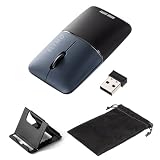 サンワダイレクト モバイルマウス 超小型 SLIMO Bluetooth ワイヤレス USB-A 対応 静音 充電式 軽量 42g スタンド/収納ポーチ付 薄型 スリム ブルーLED 小型マウス 持ち運び ネイビー 400-MAWBT194NV