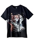 [Eterglam] [エターグラム] Tシャツ おもしろ 綿100％ 猫 ネコ 黒 半袖 プリント アニマル メンズ (M)