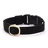 ぽぽねこ 猫首輪 コットンプレーン セイフティーバックル・鈴付き・ハゲにくい・日本製 (黒, L)