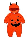 simprettycos あったか ふわふわ かぼちゃの着ぐるみ ベビー服 かわいいハロウィン用ベビーコスチューム パーティ・クリスマス・年賀状等にも最適な変身衣装 デビルパンプキン仮装 90cmサイ