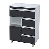 JK Parl 鏡面カウンターワゴン 扉収納 60cm幅 FPL-0002BK