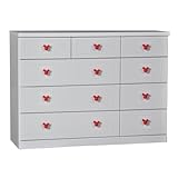 アルファタカバ ディズニー家具シリーズ セレクトミッキー 120cm幅4段ホワイト 取っ手スタンダードレッド