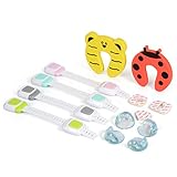 子安全ロック、ganoteck調節可能な子安全キャビネットロックwith 4赤ちゃんの校正コーナーガード、2指ピンチガードキャビネット、引き出し、テーブルとドア、10ピース