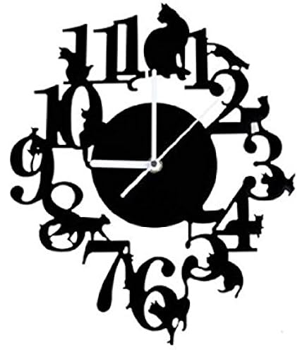 Amazon.co.jp: Katigan おしゃれ ! 黒猫 掛け時計 フック セット