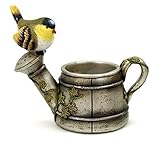 小鳥 プランター 植木 鉢 じょうろ 型 ガーデニング アンティーク (シルバー)