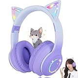 猫耳ヘッドホン ねこみみ ヘッドホン bluetooth 5.1 ワイヤレス オーバーイヤー ヘッドフォン ゲーミングヘッドセット 有線/無線両用 猫耳 LEDライト付き キラキラ 虹色変換 マイク内蔵 ハンズフリー通話 軽量 折り畳み可能 携帯便利 HIFI 柔らかい サイズ調節可能 クリスマス/誕生日/新年プレゼント 通話対応 iPhone/iPad/Android/PC日本語取扱説明書付き