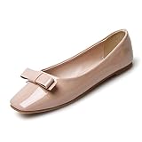 JIANXI パンプス エナメル フラットシューズ バレエシューズ ぺたんこ リボン 美脚 レディース 歩きやすい 軽量 女性 靴 かわいい（24CM,ピンク）