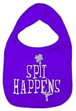 Dirty Fingers, Spit Happens, Boy Girl Feeding Bib, Purple by Dirty Fingers