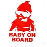 BABY ON BOARD 赤ちゃん が乗っています 乗車中 ステッカー シール デカール (赤色)