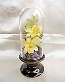 ガラス ケース 入 仏花 蘭 黄色 デンファレ プリザーブドフラワー お仏壇 お供 え アレンジ