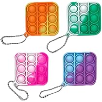 プッシュバブル プッシュポップ 2種類 4個 丸 四角 Amazon | キッズ おもちゃ プッシュポップキーホルダー ミニ