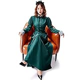 [milky time] ハロウィン コスプレ 洋館 メイド メイド服 レディース 緑 ロング (M, 大人)